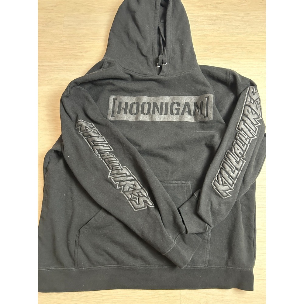 Hoonigan Hoodie Mens 2XL Black Censor Bar Kill All Tires Pullover Sweatshirt 2X